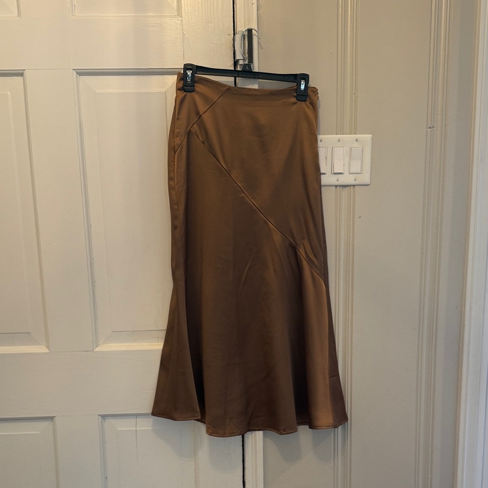 Pinch Asymmetrical Brown Skirt